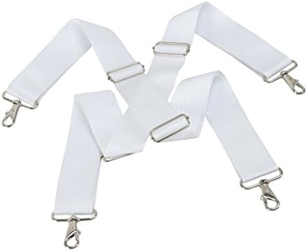 Marching Band Bass Drums Strap - Adjustable Snare Slings w/ Quick Release Clips in White - Percussion Accessories