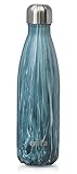 MIRA Vacuum Insulated Travel Water Bottle | Leak-proof Double Walled Stainless Steel Cola Shape Portable Water Bottle | No Sweating, Keeps Your Drink Hot & Cold | 17 Oz (500 ml) | Blue Granite