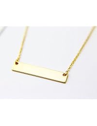 S.J JEWELRY Womens Simple Delicate Handmade 14K Gold Plated Rose Gold Silver Plated Simple Delicate Heart and Bar Chokers Necklace