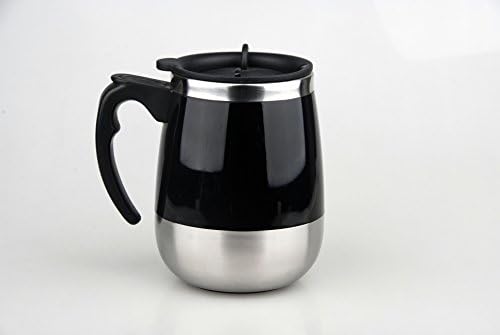 NO MORE "SELF STIRRING MUG" WORDINGS (US MARKET ONLY). NO NEED TO TELL THE WORLD THAT YOU ARE USING SELF-STIRRING MUG. DOUBLE LAYERED STAINLESS STEEL (Black Color, 450ml/15.2oz)