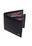 Men's Leather Wallet Euro Traveler Extra Capacity Bifold Center Flip ID Window Black