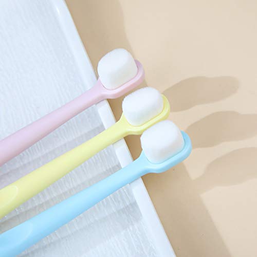 jiumoji 1PC Ultra-Soft Nano Wave Toothbrush Oral Care Couple Holder Travel Daily Necessities (-Yellow, 14.5cm)