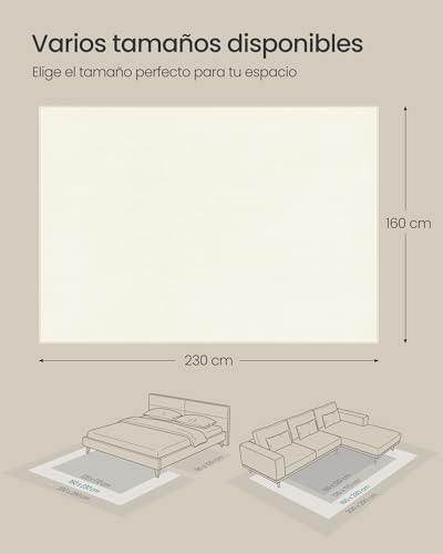 Alfombra, 160 x 230 cm, Alfombra Antideslizante, Decoración del Hogar, para Salón, Dormitorio, Lavable a Máquina, Estilo Moderno, Blanco Crema TAR013WZ02