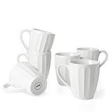 Sweese 602.001 Porcelain Fluted Mugs - 14 Ounce for