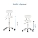 Artechworks Adjustable Rolling Swivel Massage Stool for Salon Spa Tattoo Facial Medical Office Chairs with Backrest Wheels and Metal Plate Frame White (1 Pcs)