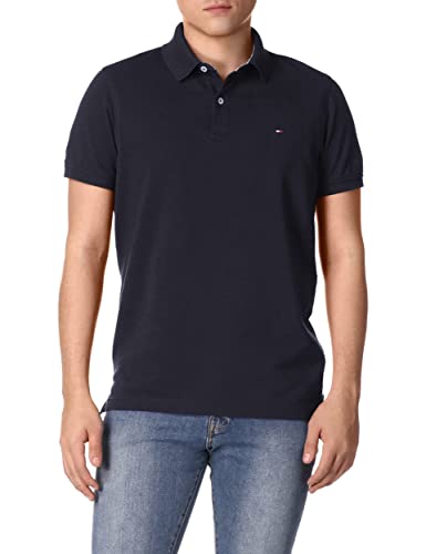 Tommy Hilfiger Mens Short Sleeve Stretch in Slim Fit Polo Shirt, Desert Sky, Large US at Amazon