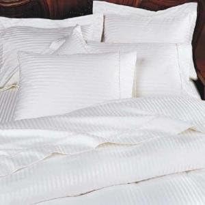 800 Thread Count Four (4) Piece Full Size White Stripe Bed Sheet Set, 100% Egyptian Cotton, Premium Hotel Quality