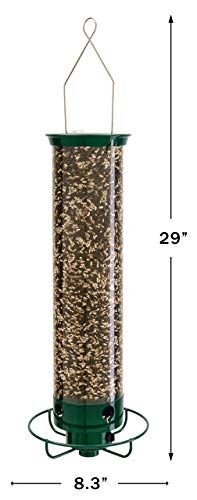 Droll Yankees Yankee Flipper Squirrel-Proof Bird Feeder, 21 Inches, 4 Ports, Forest Green (Renewed)