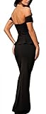 NuoReel Women's Drop shoulder Peplum Maxi Evening Dress