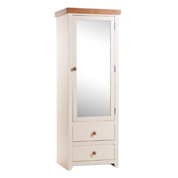 Jamestown Wardrobe Mirrored 1 Door 2 Drawer Single Cream