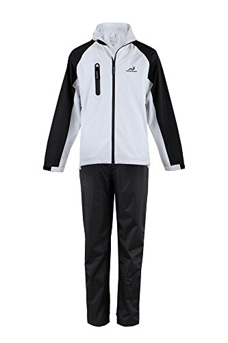 Woodworm Golf V2 Mens Waterproof Jacket and Pants Golf Rainsuit White Medium