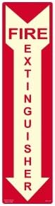 Photoluminescent Fire Extinguisher Sign 3" X 12"