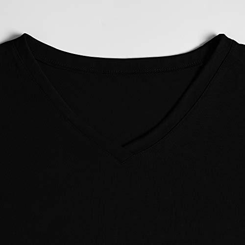 Yidarton-Damen-Sommer-T-Shirt-Basic-Kurzarm-Tops-V-Ausschnitt-Lockere-Oberteile-Solide-Casual-Shirts