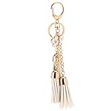 Shensee Tassel Keychain Bag Handbag Key Ring Car Key Pendant (Beige)
