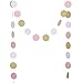 Ling's moment Circle Dots Paper Garland (Pink+White+Champagne Gold Glitter) for Wedding, Baby Shower, Festival Items & Christmas Decorations, 2.5