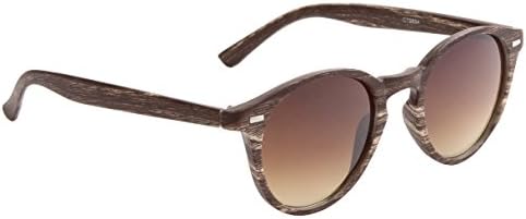 Wayfarer Rounded Faux Woodgrain Modern Classic Sunglasses (Walnut)