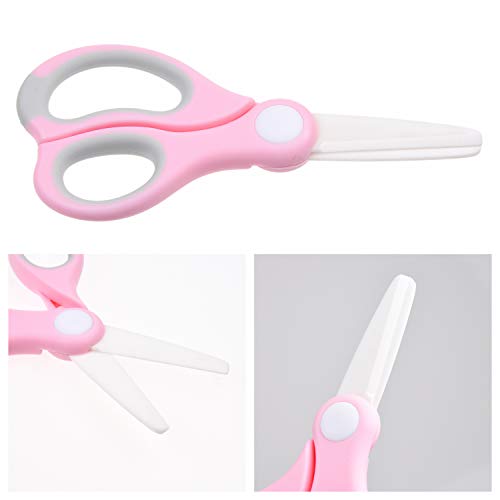 Kare & Kind Ceramic Baby Food Scissors - Pink - With Dust Cover and Storage Case - Cut Baby Food Easily - Food Safe BPA Free Kitchen Tool - Ideal for Noodles, Meat, Chicken, Veggies and Fruits
