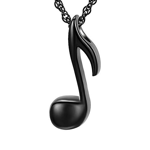 Cremation Jewelry Urn Necklace for Ashes for Women Men Music Note Keepsake Pendant Memorial Necklace,Black