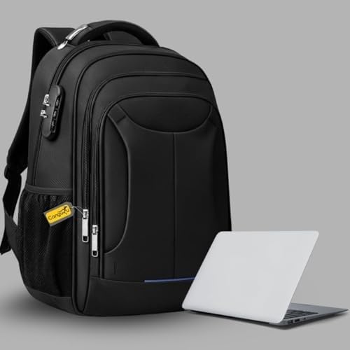 VMKLY - Mochila Bolsa Masculina Feminina Notebook Anti Furto Reforçada Semi Impermeável Escolar Faculdade Trabalho Viagem Resistente Executiva Cabo De Aço Saída Usb SAÍDA Fone DE OUVIDO - 2102 preto