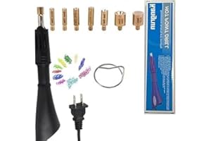 NANPONE Hotfix Applicator, 7 in 1 DIY Hot Fixed Wand Bedazzler Kit, Rhinestones Setter Wand Tool with 7 Different Tip Sizes,Crystal Gem Heat-fix Tool with Support Stand (Black)