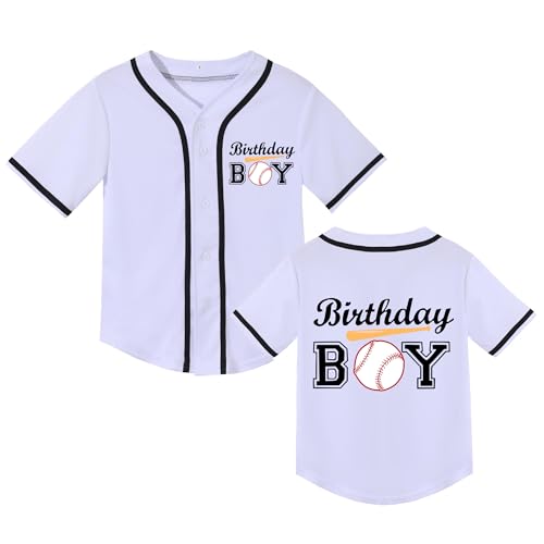 NICNZQI Birthday Boy Baseball Jersey Kids Button Down Shirt White at Amazon