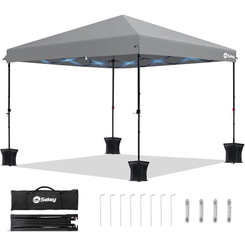 Sekey Pop Up Pavillon 3x3 Wasserdicht Stabil, Faltpavillon 3m x 3m mit Seitenwänden, Partyzelt Faltbar für Camping Party, Stufenlos Höheverstellbar 25