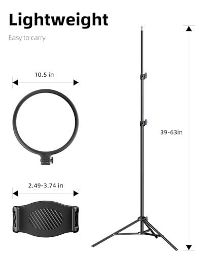 Weilisi 10.5" Ring Light with 69" Tripod Stand & Phone Holder | Full-Screen Ringlight Tripod Stand for Video Recording, TikTok, Dimmable LED Selfie Ring Light Tripod for Phone with Remote