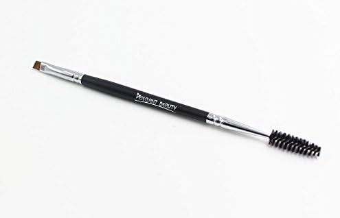 EIEGANT BEAUTY Duo Eye Brush, Premium Quality Angled Eye Brow Brush and Spoolie Brush, Copper Ferrule,Beech Wooden Handle.