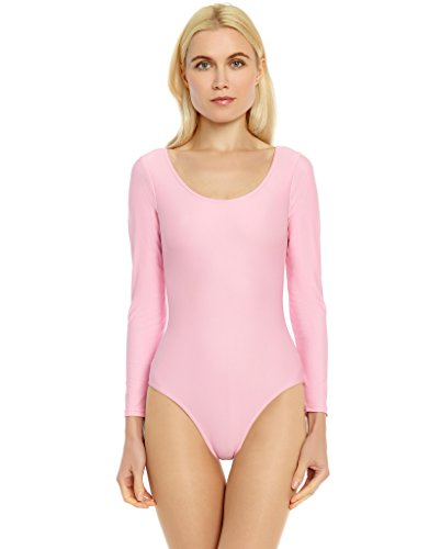 Leveret Womens Leotard Pink Long Sleeve Medium