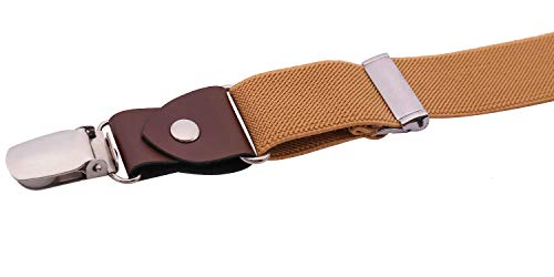 ORSKY Mens' Bow Tie and Suspenders Adjustable Elastic 47 Inches Mustard Yellow - Thumbnail 4