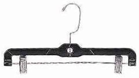 Black Plastic Skirt and Pant Hangers 14 Inch with Strong Padded Clips-Lot of 100