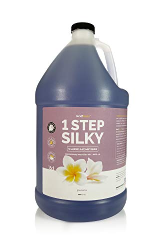 Bark 2 Basics One Step Silky Dog Shampoo Plus Conditioner, 1 Gallon - All Natural Ingredients, Cuts Bathing Time in Half, Fortifying Formula Detangles and Strengthens, Biodegradable, Soap-Free