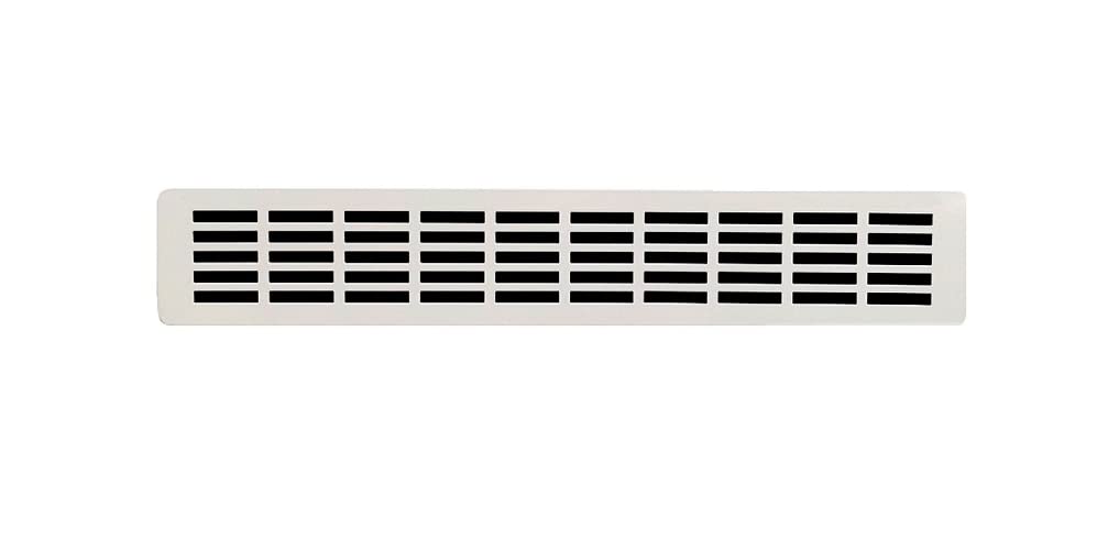 DEMLOU – White Aluminium Air Vent Grille – Powder Coated Plinth Heat Vent for Kitchen Cabinet or Drawer – Slim Skirting Vent Cover - RAL 9016 White - 40 x 7 cm.
