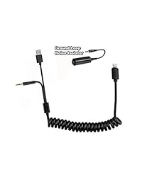Interfaz de música para automóvil, cable Y en espiral de carga auxiliar, conector de audio de 3,5 mm y cargador USB con cable Compatible para iPXs Xs Max XR X 8 7 7 Plus para BMW (longitud estirada 2M)