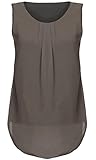 Halife Women's Casual Pleated Front Chiffon Sleeveless Blouse Tops (XXL, Drak Gray)