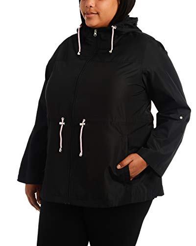 Details Women's Plus Size Packable Anorak Jacket, Black 19, 2X