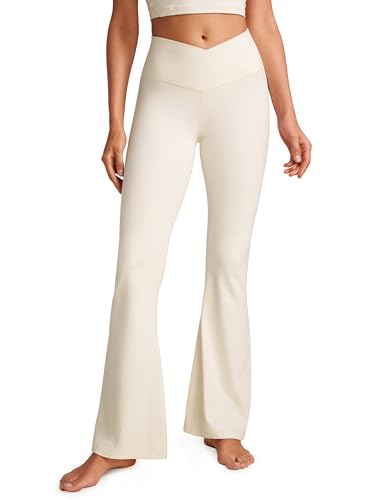 CRZ YOGA Womens V Cross Waist Flare Leggings