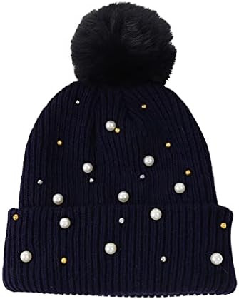Lawliet Lady Rhinestone Bling Pom Pom Knit Snow Beanie Ski  display picture 1