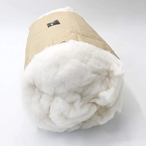 Ivie Organic Luxury Cotton Fiber Batting 1lb Natural Color Eco Friendly High Fill Power Stuffing for Pillow Comforter Dolls (Combed Cotton Fiber(1 Pound))