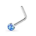 UNU Style 4 Pcs Stainless Steel Opal Set L Bend Nose Stud Rings