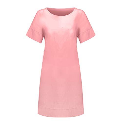 Londony Women's Short Sleeve Tunic Dress O Neck Loose Swing Shift Dresses Summer Casual T Shirt Dresses Swimsuit Red