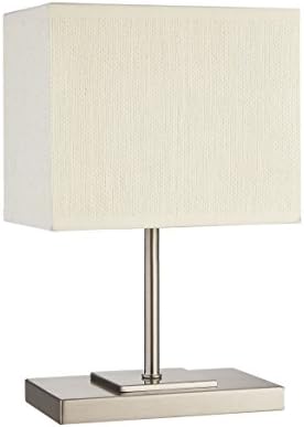 Table Lamp, DILI HOME Bedside Desk Lamp With Paper Fabric Shade and Metal base for Bedroom, Dresser, Living Room, Baby Room, College Dorm, Coffee Table, Bookcase (rectangular)