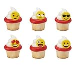 Emotions Emoji Party Decorations (24Pack Cupcake Decoration Rings with 24 Stickers)