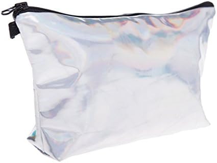 Yvettevans Portable Zipper Cosmetic Pouch Women Makeup Bag Travel Storage Organizer Pencil Pen Case (Holo Graphic Smooth)