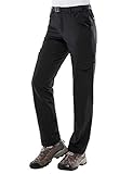 MIER Women’s Stretchy Cargo Pants Outdoor Hiking Tactical Pants with 6 Pockets,Side Elastic Waist & Water Resistant, Black