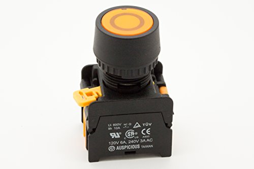 Alpinetech PFL-22 Yellow 22mm 1NC 1NO Latching Maintained Push Button Switch 110V LED Illuminated
