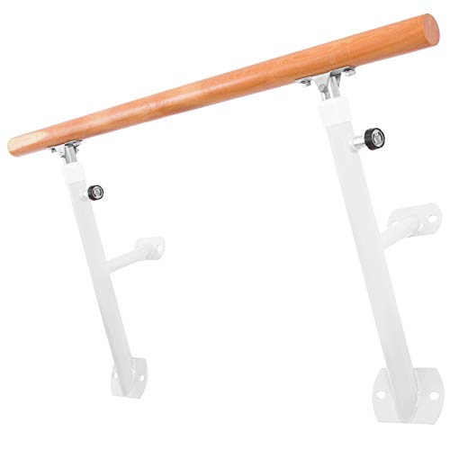 Popsport Barre Trainer Single Bar Traditional Wood Fixed Wall Mount Ballet Barre(4FT,White Single)