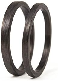 Set of two black carbon fiber wedding and engagement bands. Unique jewelry rings. Engagement Rings (00101_2.5N2N)
