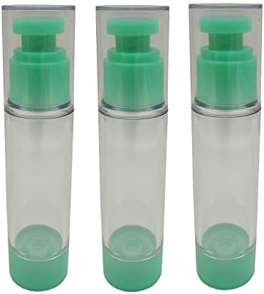 Ankirol 3pcs Clear Airless Pump Bottles Empty Pump Bottle Refillable Containers (50ml-1.7oz, green)