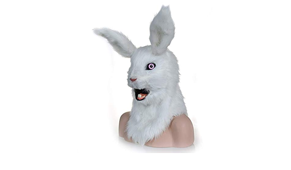 Amazon Com Luli Imitation Fur Grownup Costume Mask Mouth Move Mask For Halloween Party Props Funny Breathable Scary Creepy Mask White Rabbit Animal Mask Scary Toy Color White Size 2525 Home Kitchen